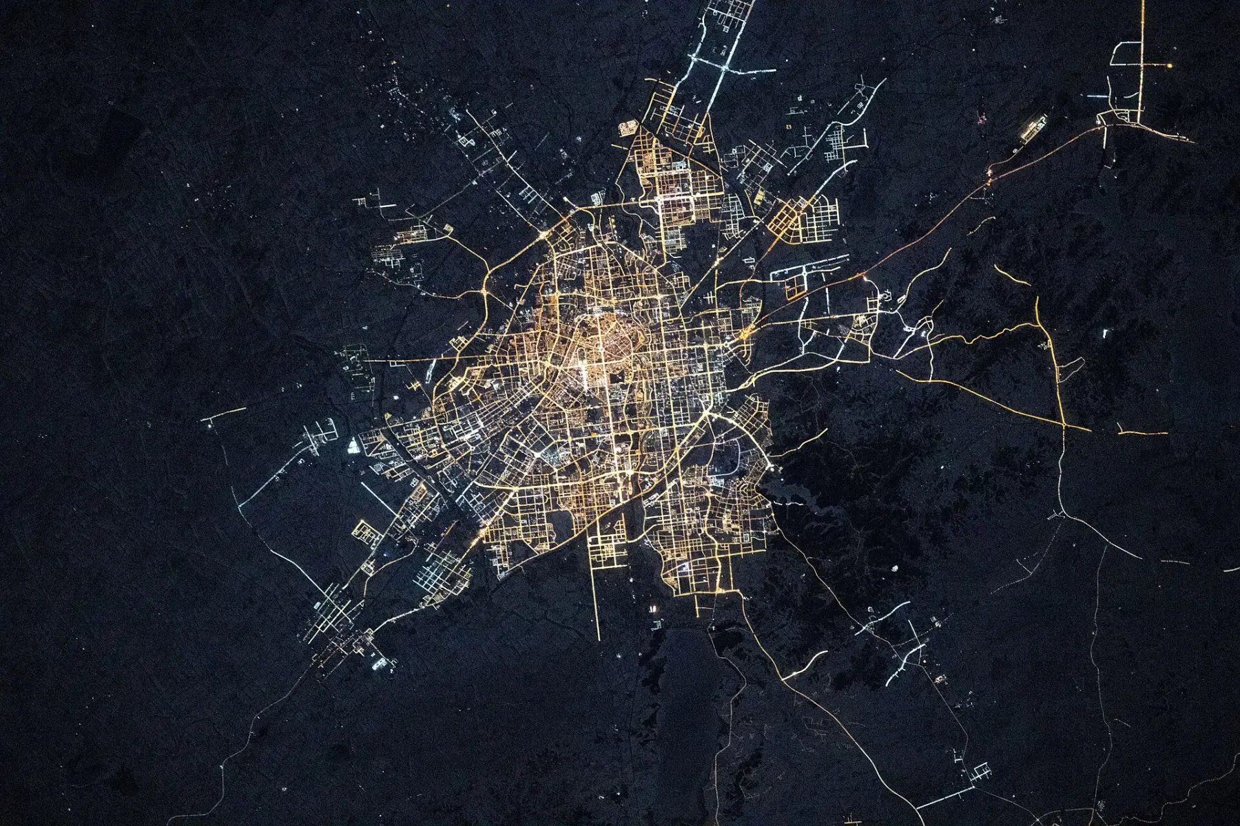 Changchun, China, is pictured from the International Space Station (iss074e0044341).jpg